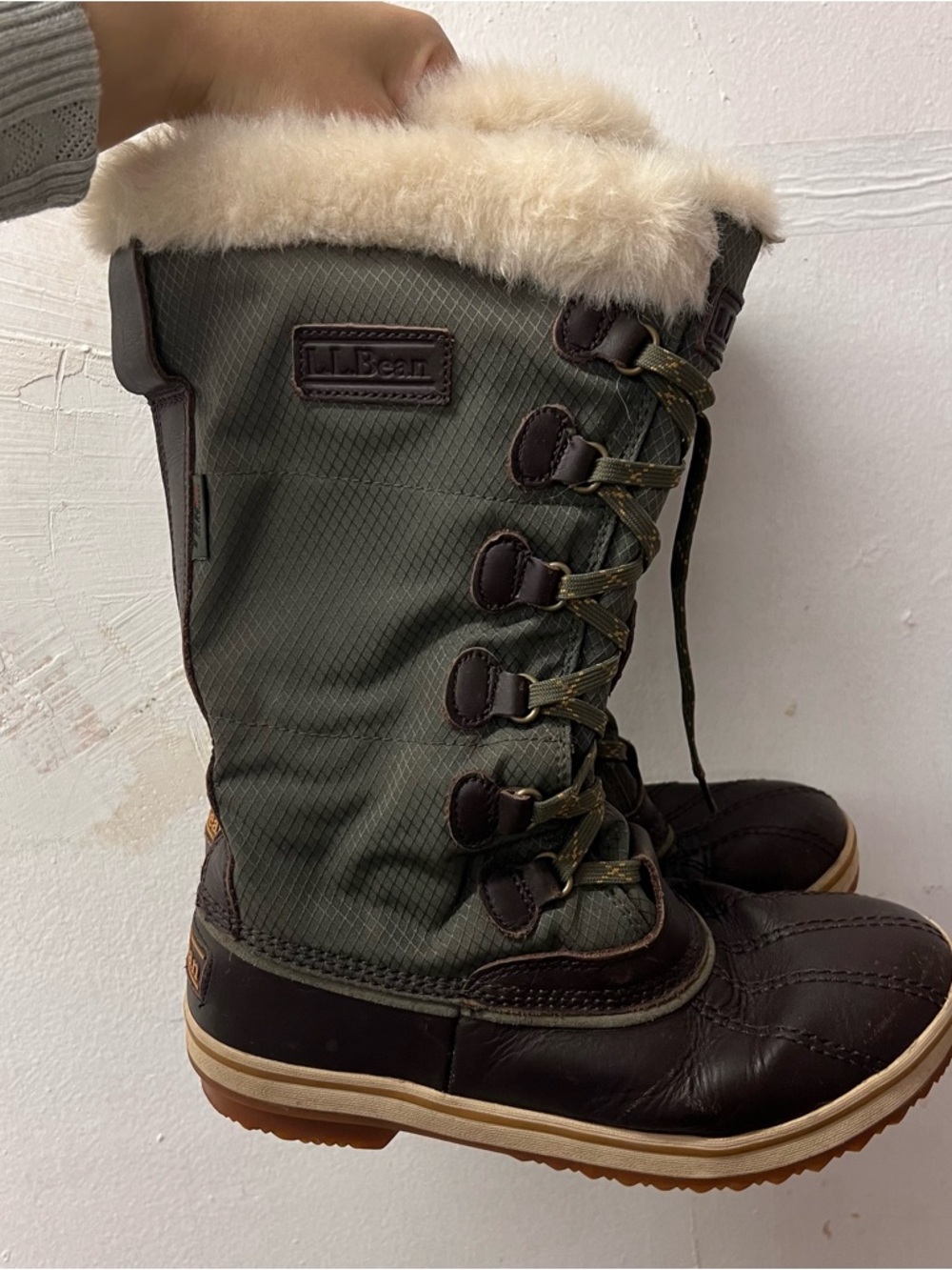L.L. Bean Faux Fur Insulated Snow Boots Waterproof Tall Size 8.5
